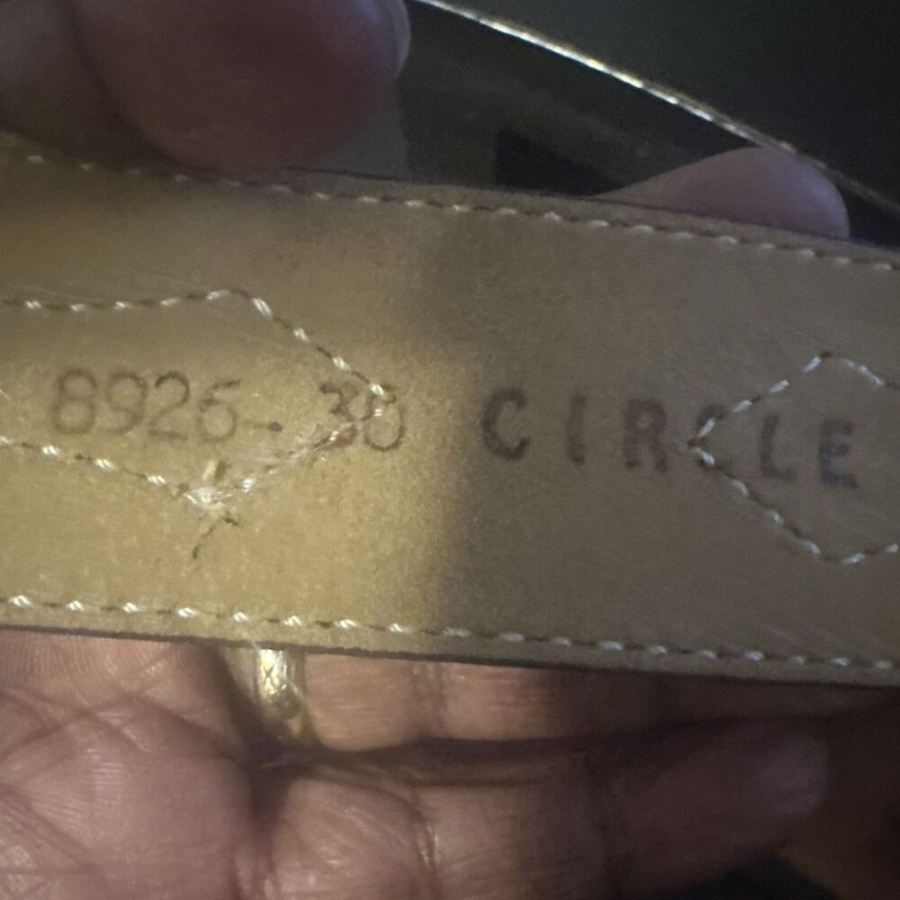 Circle Y Texas Country Solid Brass Buckle Gold Brown Belt Sz 30 - Picture 9 of 10
